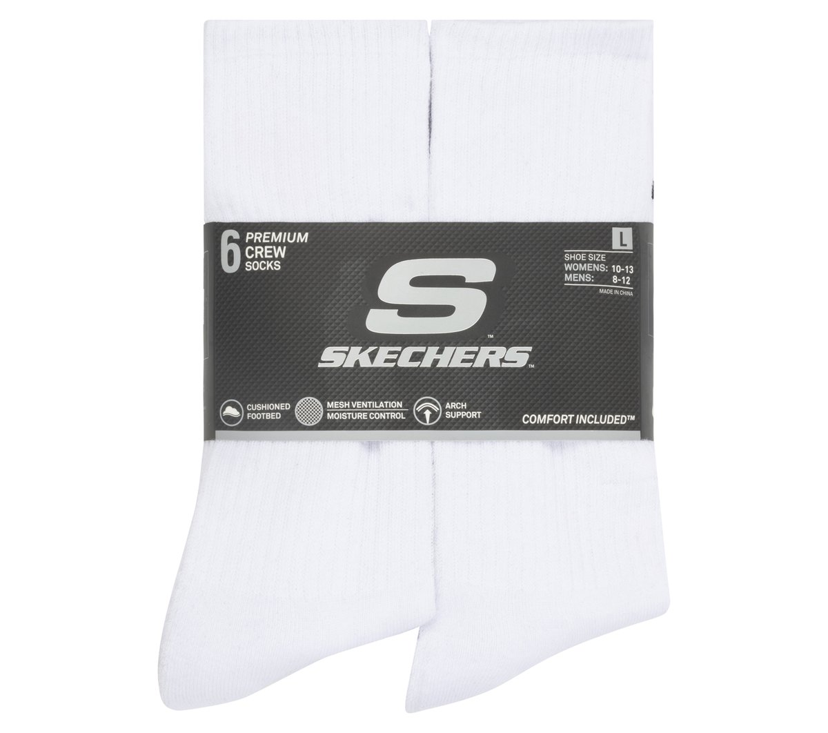 Skechers 6 Pack Large Core Crew Socks